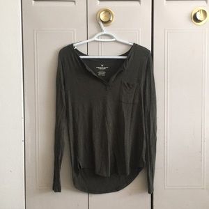 Long-sleeve Army Green Top